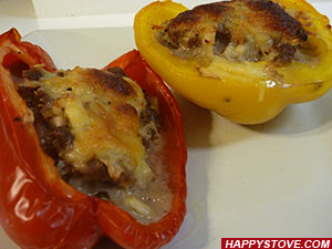 Baked Bell Peppers stuffed with Ground Beef