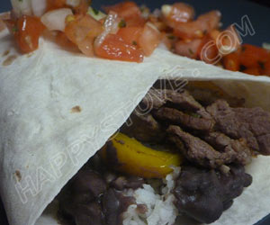 Burrito with Beef Steak, Bell Peppers and Pinto Beans Burrito with Beef Steak, Bell Peppers and Pinto Beans