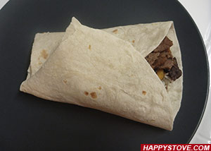Burrito with Beef Steak, Bell Peppers and Pinto Beans