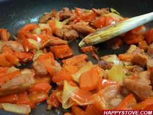 Ham, Bell Peppers and Onions Saute