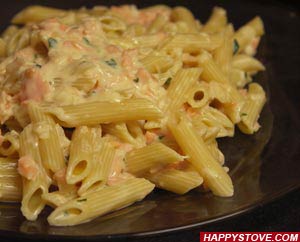 Penne Pasta with Smoked Salmon - By happystove.com